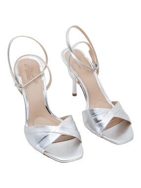 Jewel Badgley Mischka Womens Parisa Dress Sandal Silver Metallic Sz 7.5M